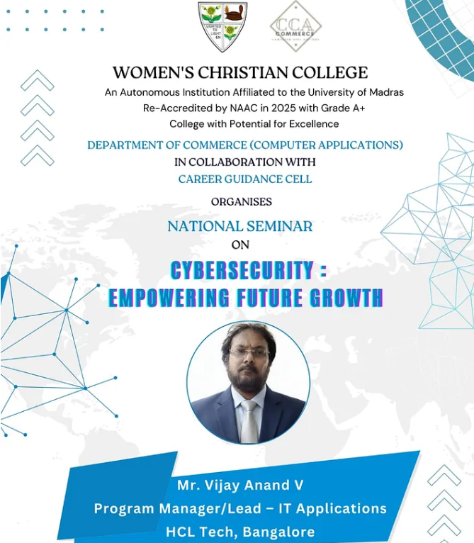 National Seminar on Cybersecurity poster, Women’s Christian College